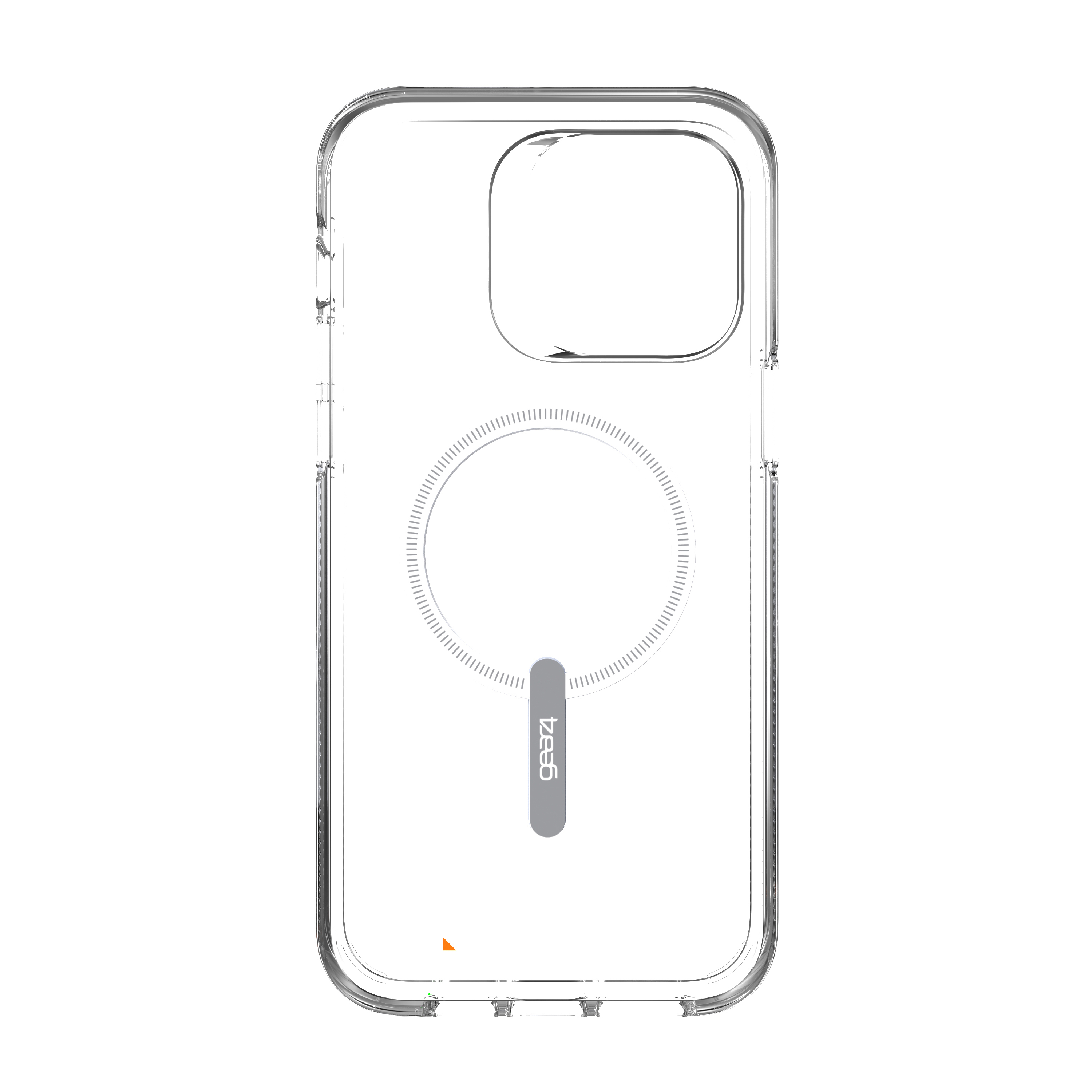 Das Bild zeigt eine transparente Handyhülle. Die Hülle ist transparent mit einem Kreis in der Mitte.