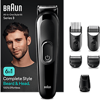 BRAUN MGK 3410 All-in-One Style Bartpflege Bodygroomer Set, Black/Black, Akkubetrieb