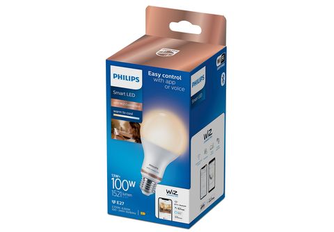 Bombilla inteligente  Philips Smart LED, 13W (Eq. 100 W) A67 E27, Luz  Blanca de Cálida a Fría, Wi-Fi, Con tecnología SpaceSense