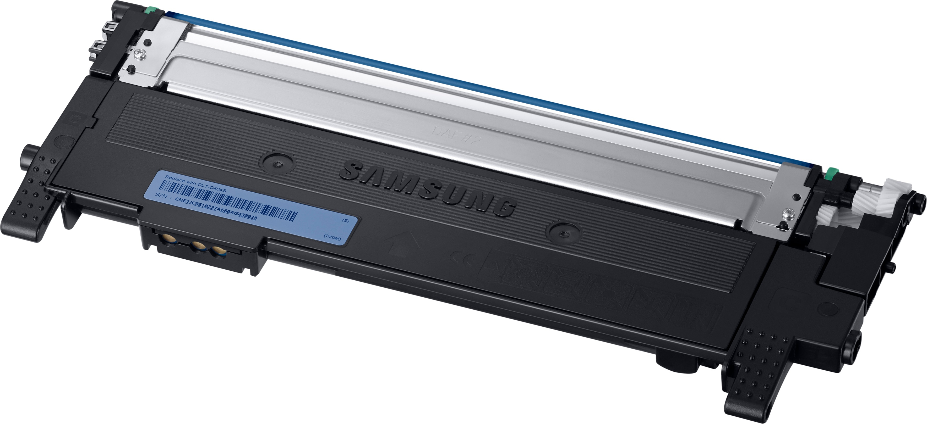 Eine schwarz-blaue Samsung-Tonerkartusche.