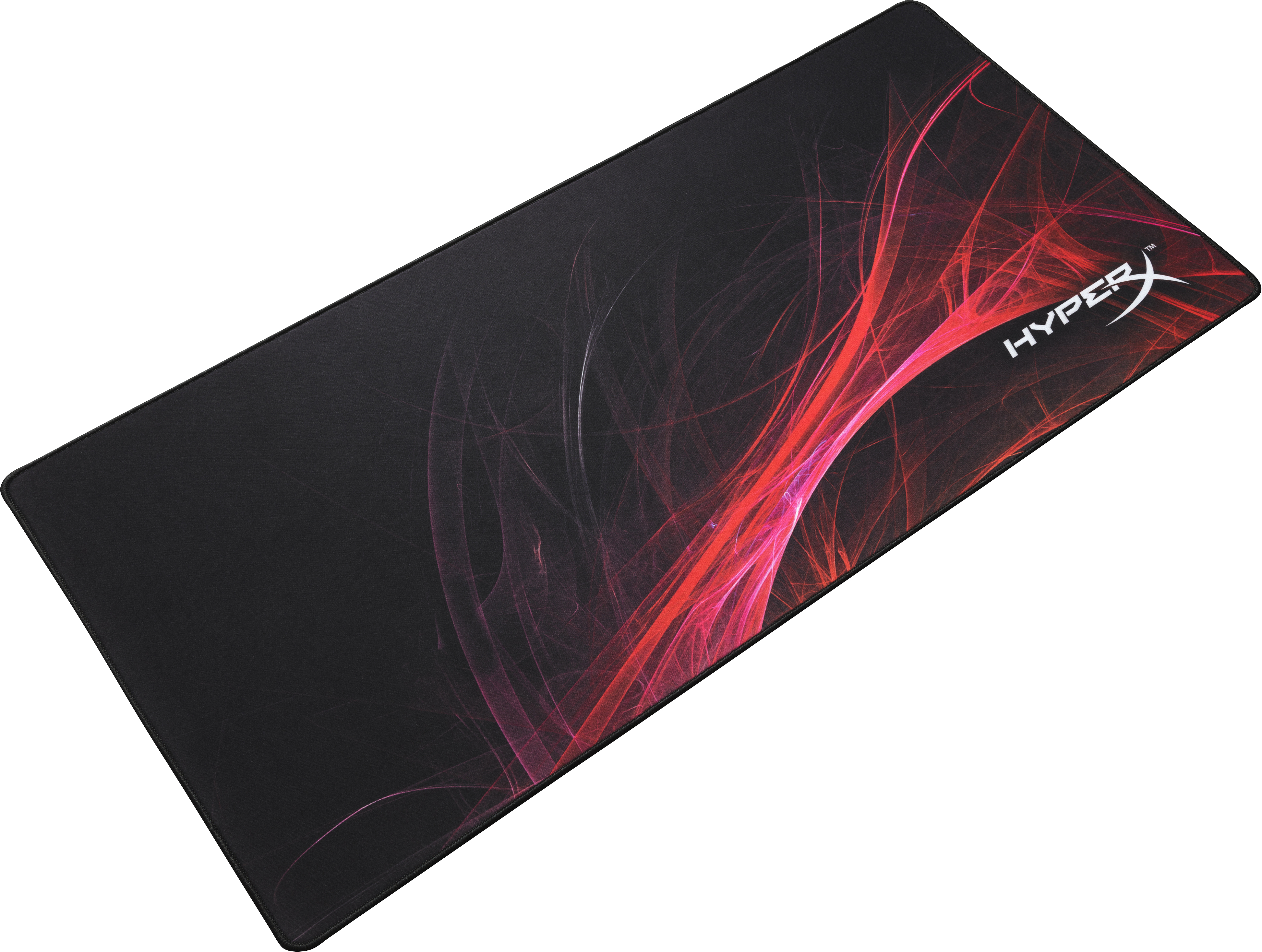 Ein schwarzes und rotes Gaming-Mauspad mit HyperX-Logo.