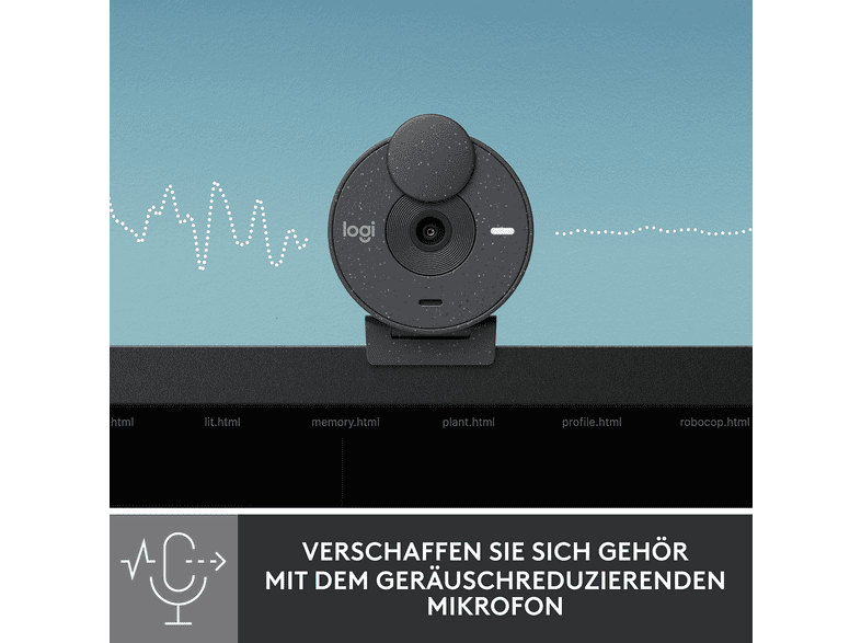 LOGITECH Brio 300 Full-HD-Webcam mit 1080p mit Beleuchtungskorrektur und Geräuschunterdrückung, USB, Grafit — Foto 4 von 5