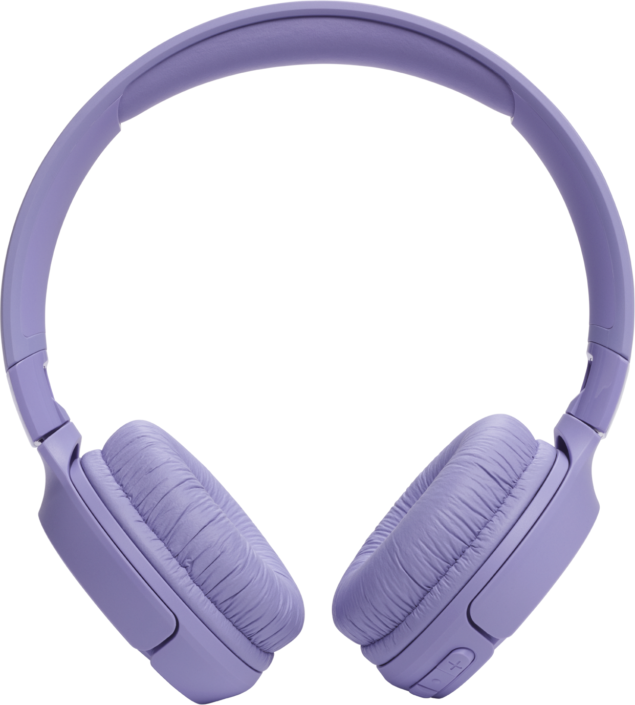 Le cuffie over-ear sono viola con un design arrotondato.
