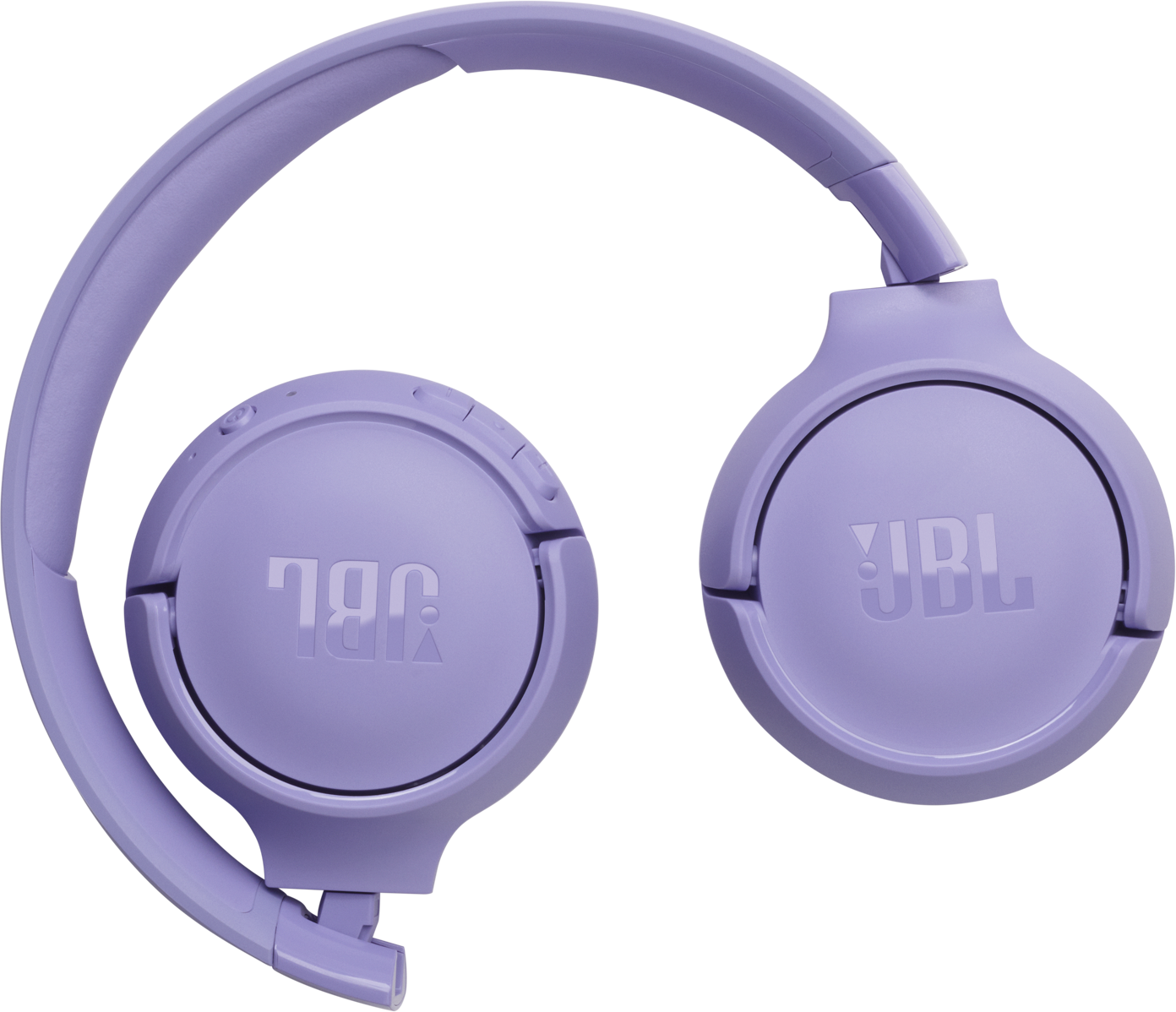Cuffie JBL viola piegate con il logo JBL.