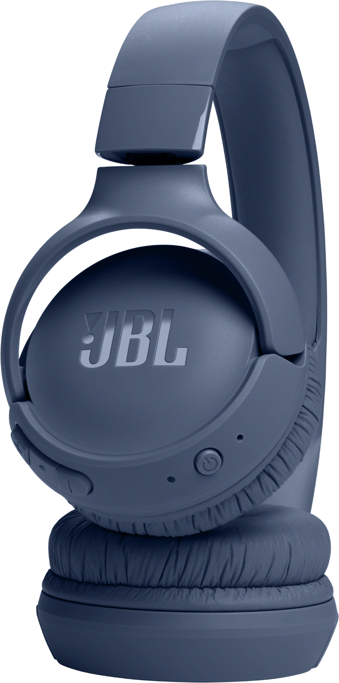 Cuffie JBL blu con padiglioni imbottiti e archetto regolabile.