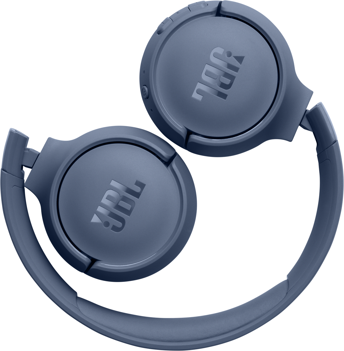 Cuffie JBL blu adagiate su sfondo bianco.