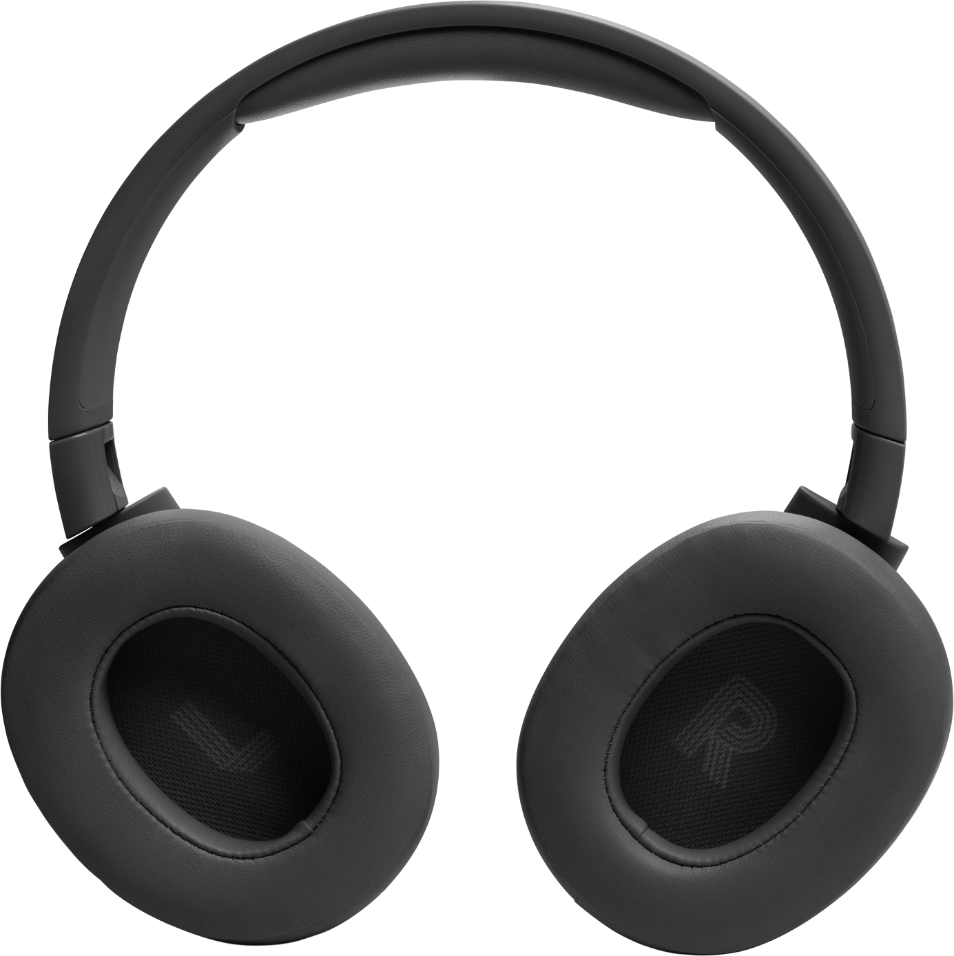 Schwarze Kopfhörer. Die Ohrmuscheln sind oval mit einem Netz, das den Lautsprecher abdeckt.