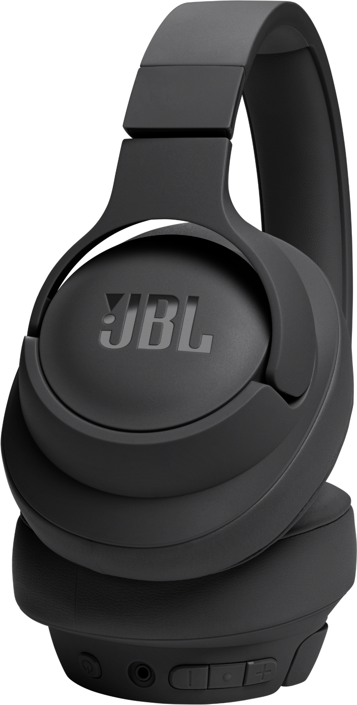 Schwarze JBL-Kopfhörer, Seitenansicht.