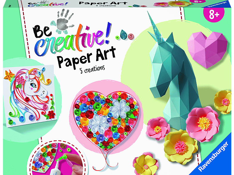 RAVENSBURGER Paper Art  Flowers & Unicorn Spielset Mehrfarbig