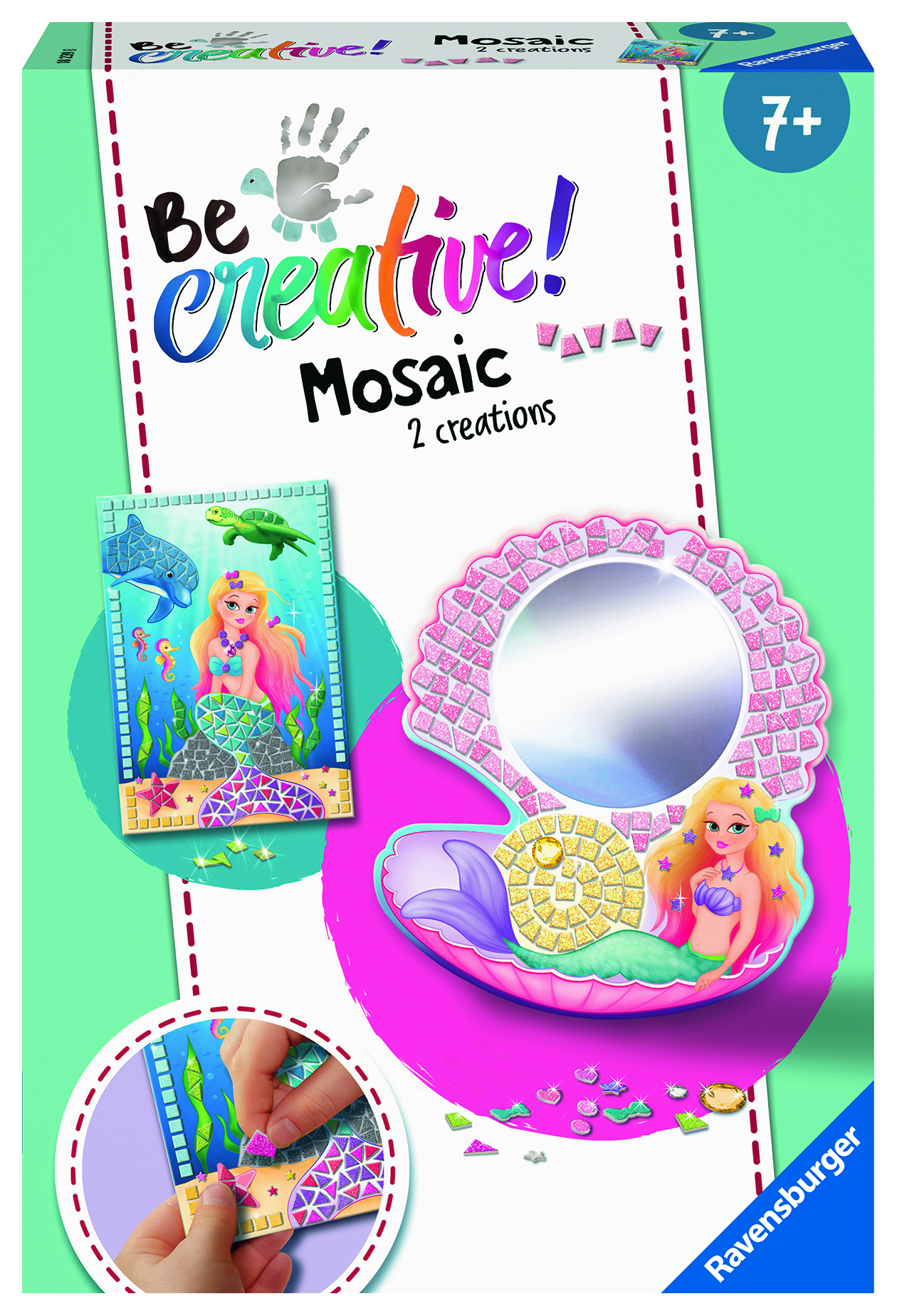 Bastelset mit Meerjungfrauen und Mosaikdesign für Kinder.