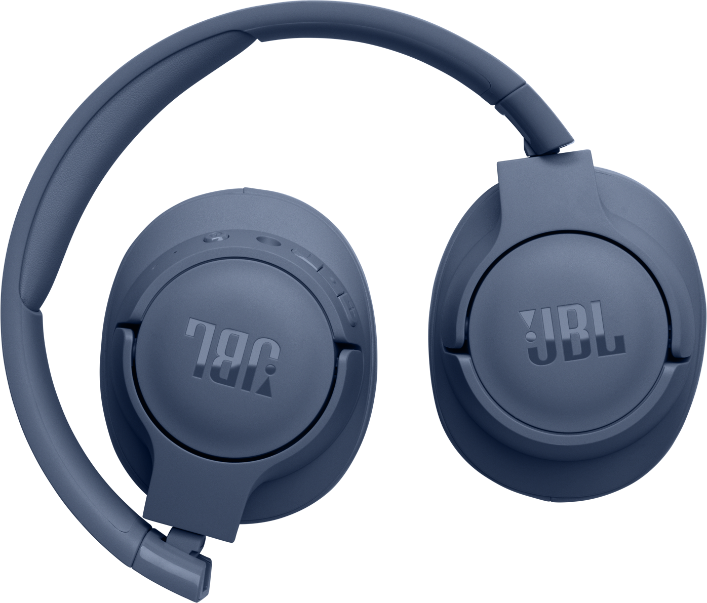 Gefaltete blaue JBL-Kopfhörer.