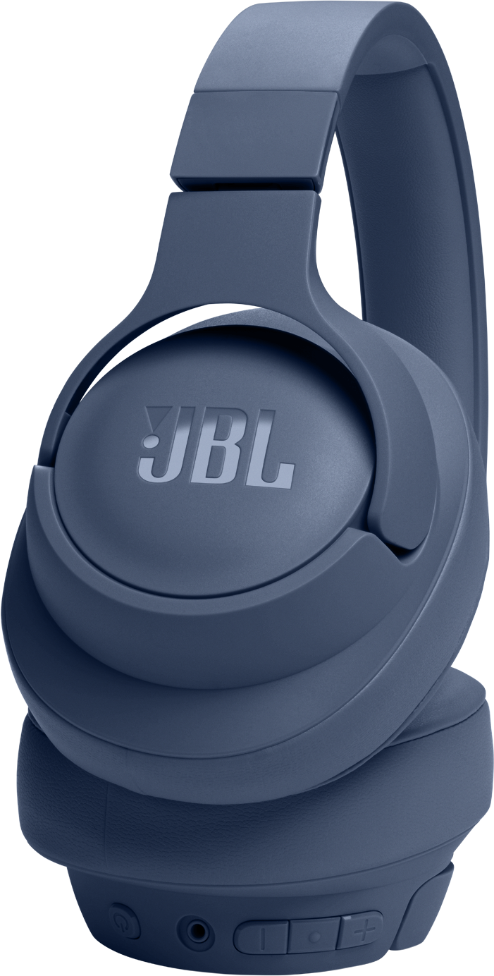 Blaue JBL-Kopfhörer mit Ohrmuscheln und einem Bügel. Das JBL-Logo ist sichtbar.