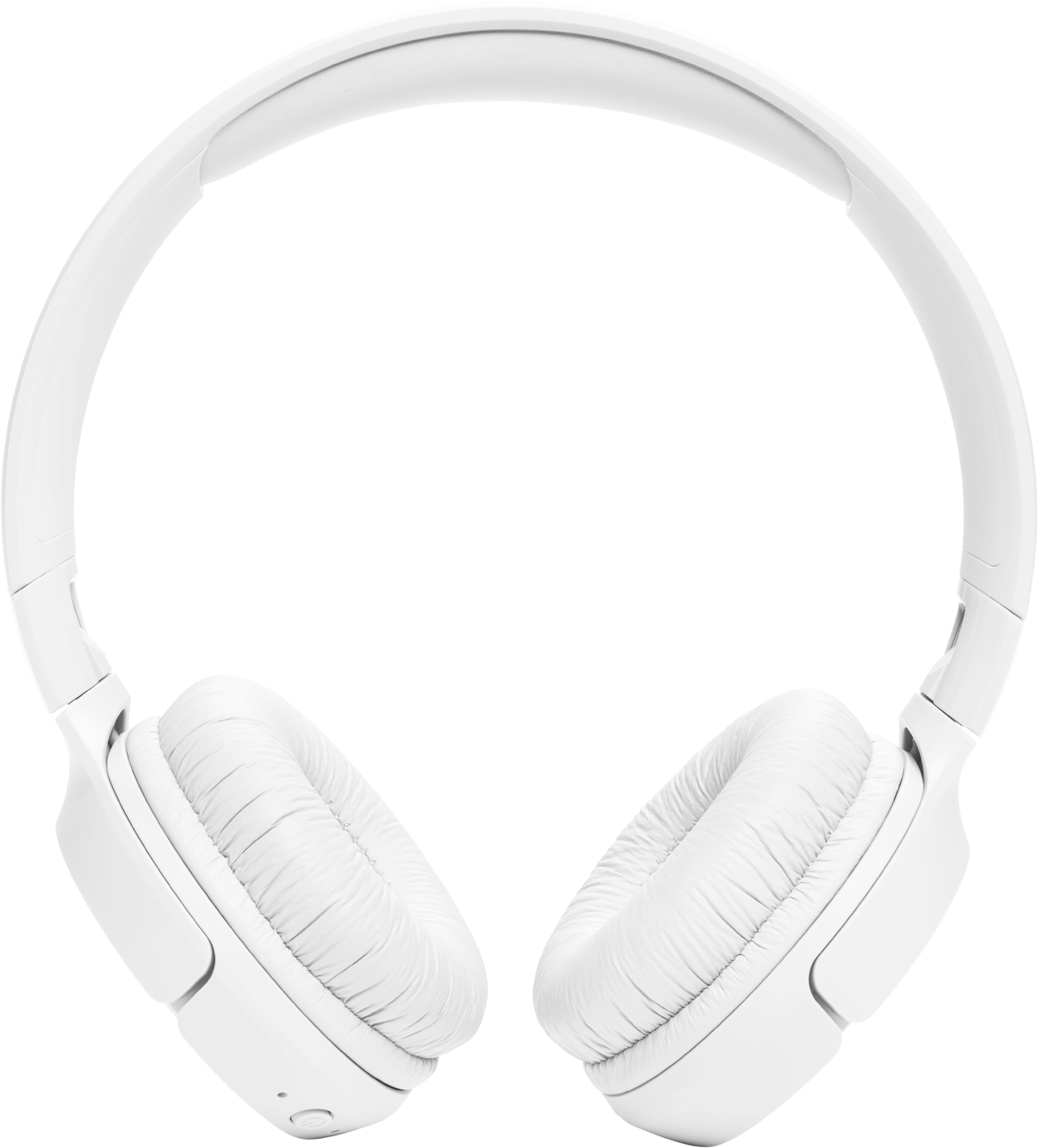 Casque blanc. Les oreillettes sont ovales et le bandeau est blanc.