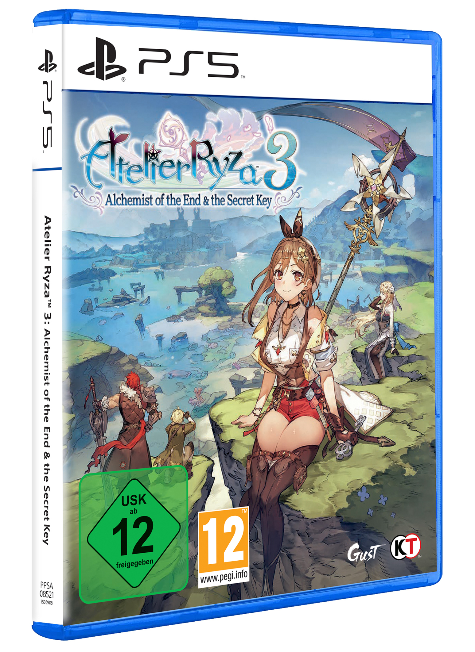 Videospielbox, PS5-Spiel, mit einer Frau im Kleid auf einer Klippe.