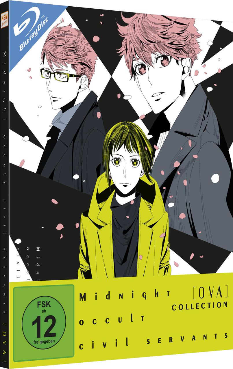 Blu-ray Disc-Hülle mit Anime-Charakteren und Text, mit einer Frau in einem gelben Mantel.