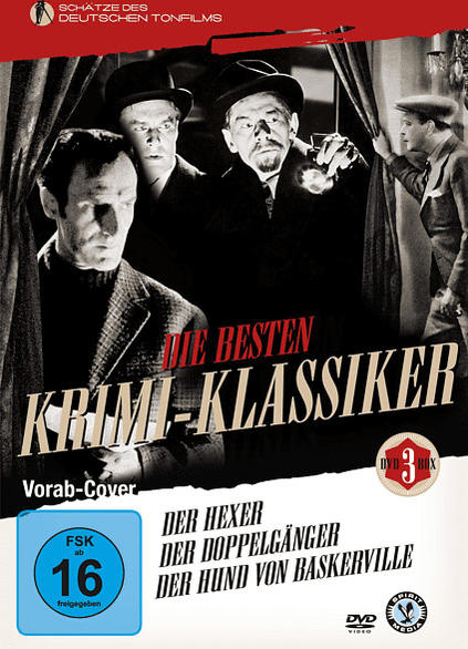 Schwarz-weiß DVD-Cover mit Männern in Anzügen, Textüberlagerung.