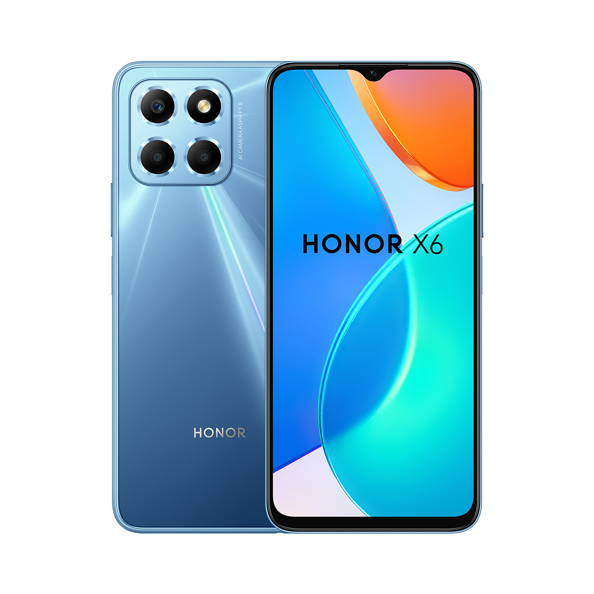 Móvil - Honor X6, Ocean Blue, 64 GB, 4 GB RAM, 6.5 " HD, Mediatek Helio G25, 5000 mAh, Magic UI 6.1 basado en Android 12