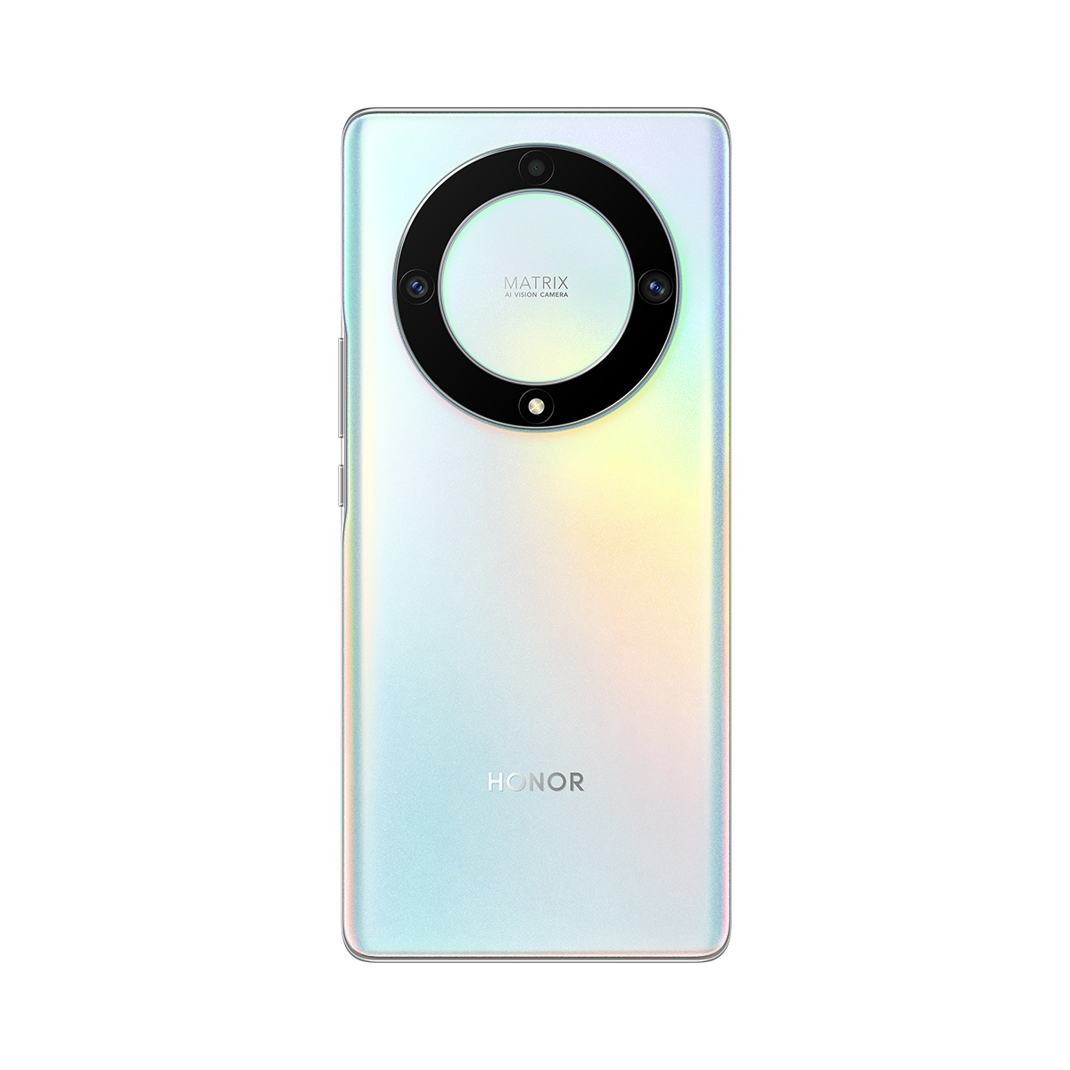 La parte trasera de un teléfono blanco con tres cámaras.