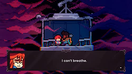 Escena de videojuego pixelada. Una persona dice las palabras: No puedo respirar.