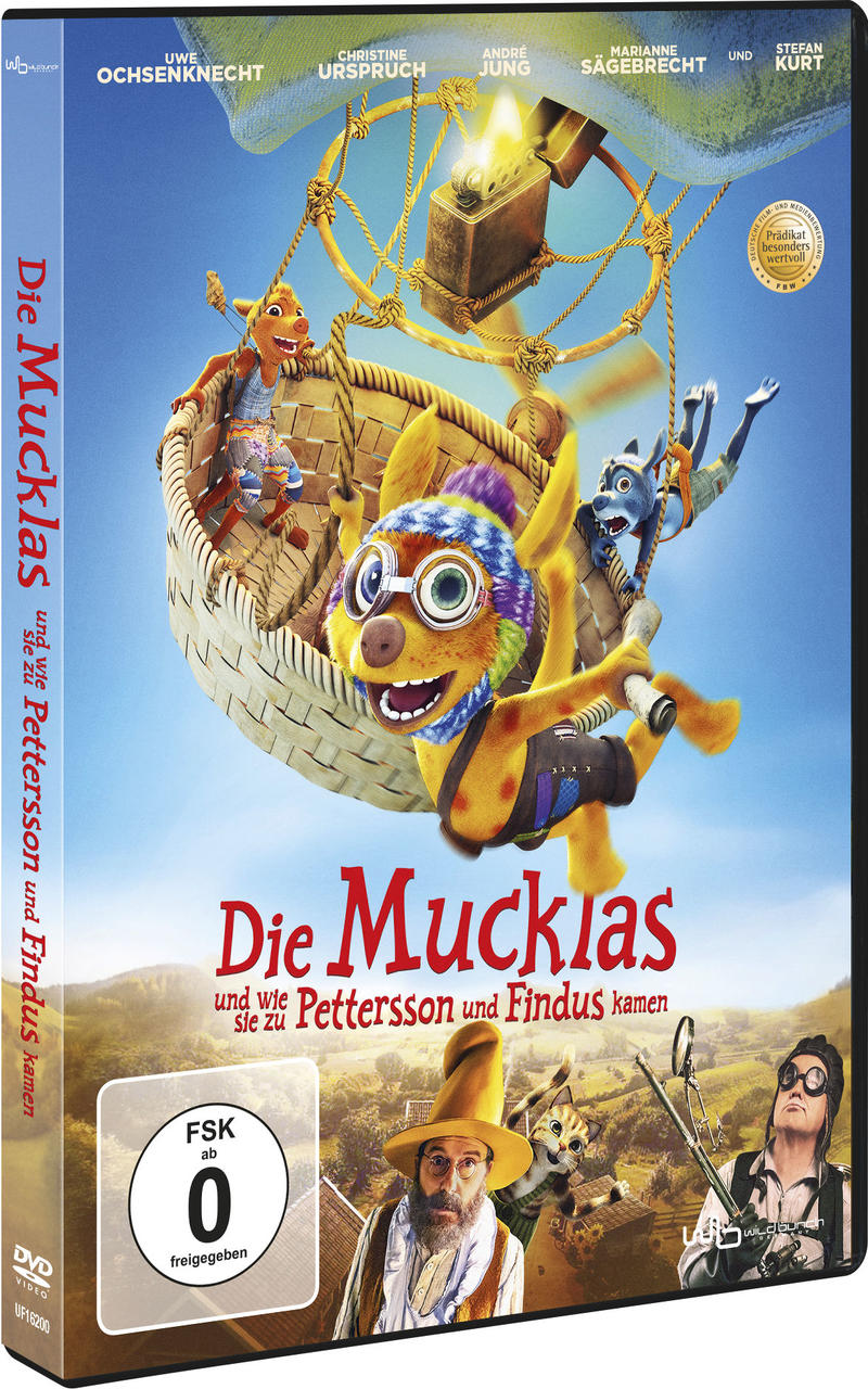 Ein DVD-Cover mit Zeichentrickfiguren in einem Heißluftballon, mit Text auf Deutsch.
