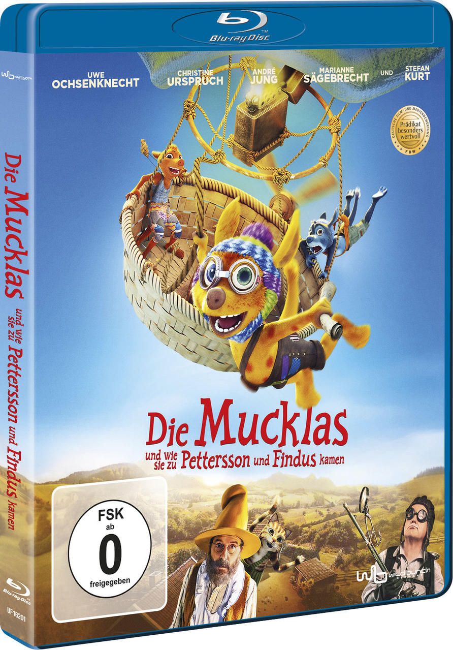 Blu-ray Disc Cover mit Zeichentrickfiguren in einem Heißluftballon, Landschaftshintergrund.