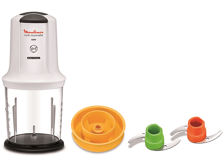 Moulinex Multi Moulinette, Mini Tritatutto 6-in-1, Lame affilate e seghettate, Accessorio per salse, AT7231