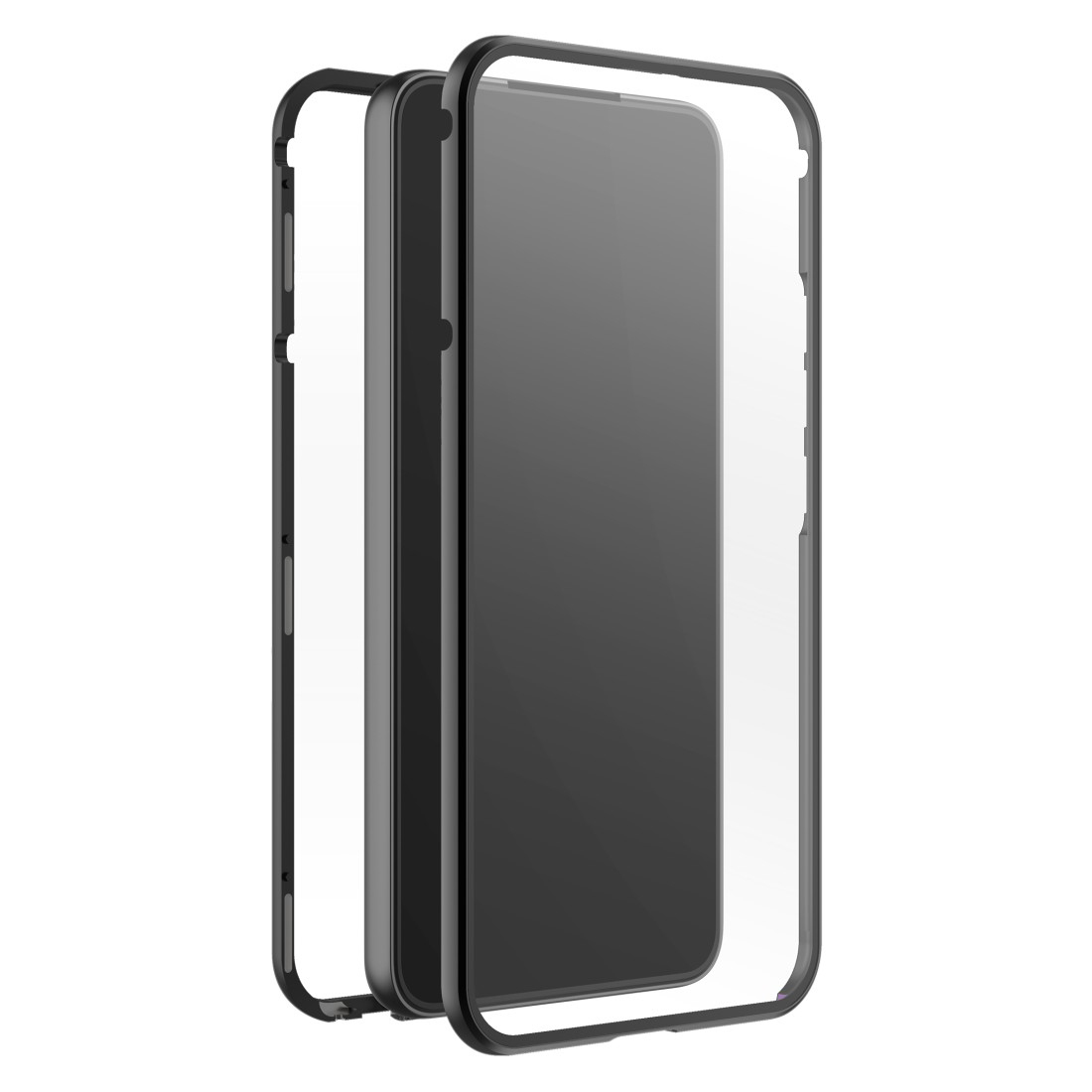 BLACK ROCK 360° Glass, S23, Schwarz/Transparent Samsung, Cover, Full Galaxy