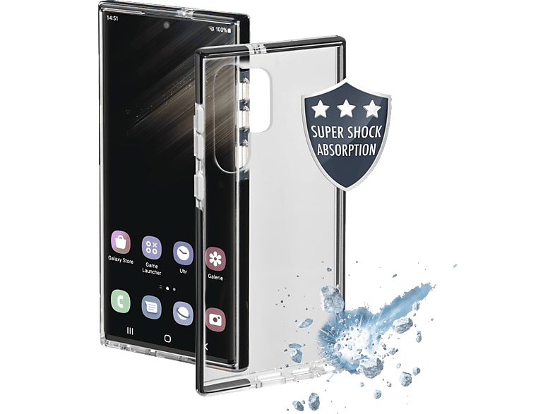 Backcover, Samsung, HAMA Galaxy S23 Ultra, Schwarz/Transparent Protector,