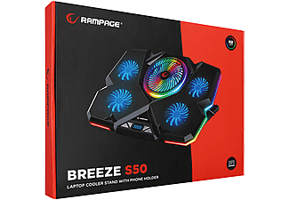 RAMPAGE Breeze S50 Telefon Tutuculu 5 Fanlı RGB Işıklı Yükseklik Ayarlı LCD Laptop Soğutucu Siyah_7