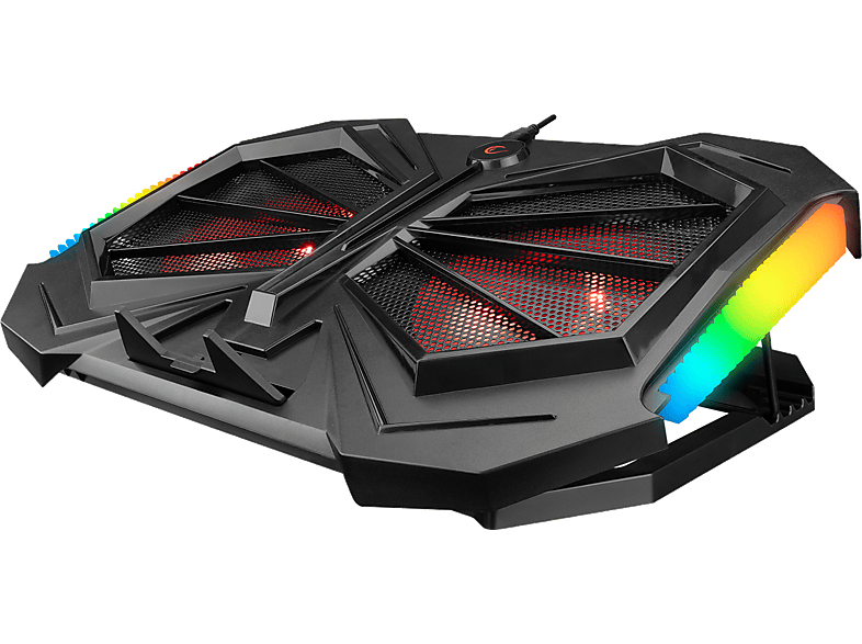 RAMPAGE Addison AD-RC11 Spiderh 2 Fan 2 USB RGB Işıklı Laptop Soğutucu Siyah_0