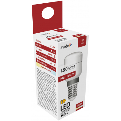 Fehér és piros doboz egy izzóval. Szöveg a dobozon: 150 lumen. 3000K.