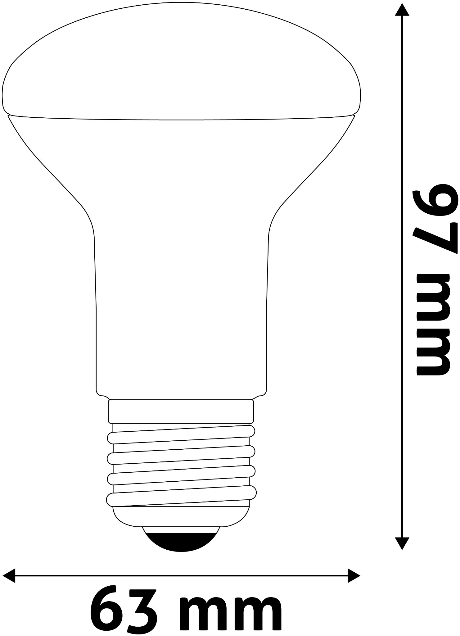 Fehér villanykörte, körvonal, méretek: 97mm magas, 63mm széles. Egyszerű rajz, tiszta ábrázolás.