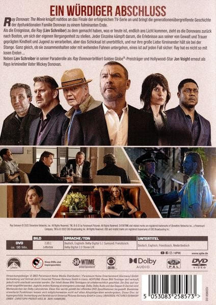 DVD-Rückseite, Personengruppe, Text auf Deutsch. Mehrere kleine Fotos.
