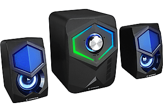 RAMPAGE RMS-175BT 2+1 5W*2 Bluetooth+USB-TF-FM Rainbow Aydınlatmalı Gaming Speaker Hoparlör Siyah_1