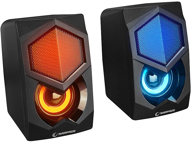 RAMPAGE RMS-175BT 2+1 5W*2 Bluetooth+USB-TF-FM Rainbow Aydınlatmalı Gaming Speaker Hoparlör Siyah_2