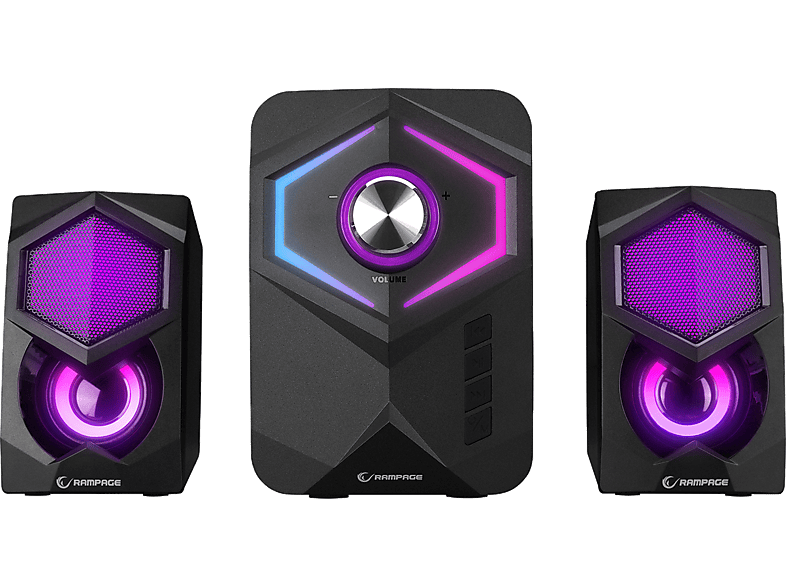 Rampage Rms-175Bt 2+1 5W*2 Bluetooth+Usb-Tf-Fm Rainbow Aydınlatmalı Gaming Speaker Hoparlör Siyah - 1