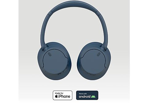 SONY WH-CH720N kabellose Bluetooth Noise Cancelling-Kopfhörer – bis zu 35 Stunden Akkulaufzeit und Schnellladefunktion – blau