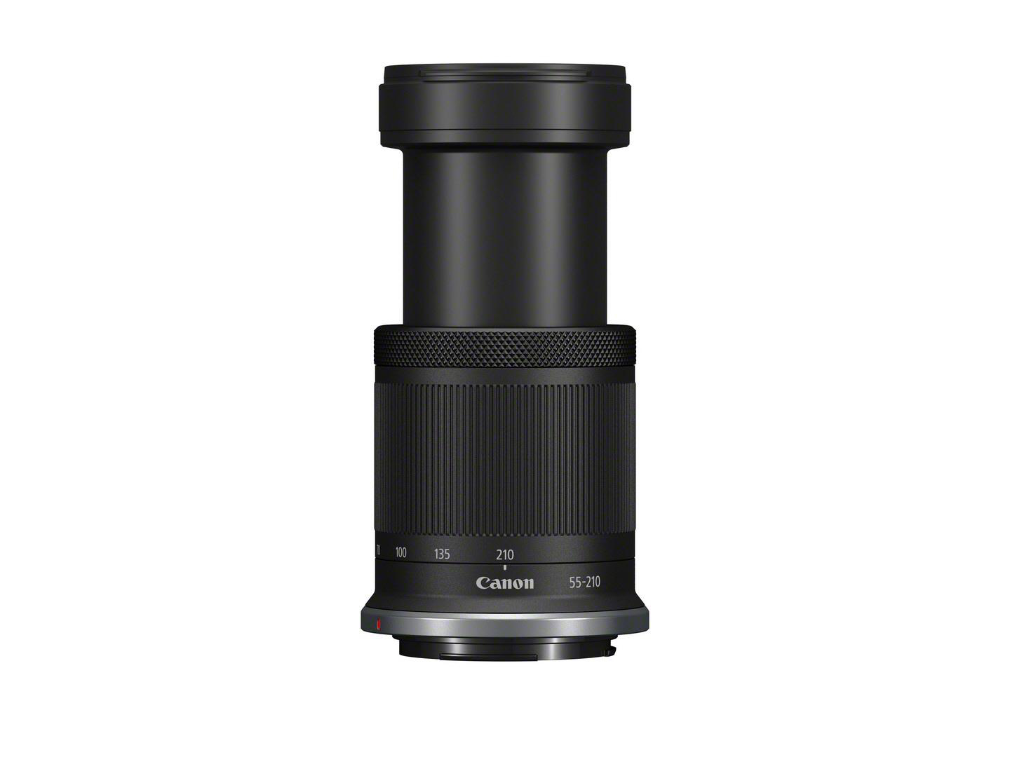 Canon 55-210 mm Objektiv, schwarz, mit Skalenmarkierungen.