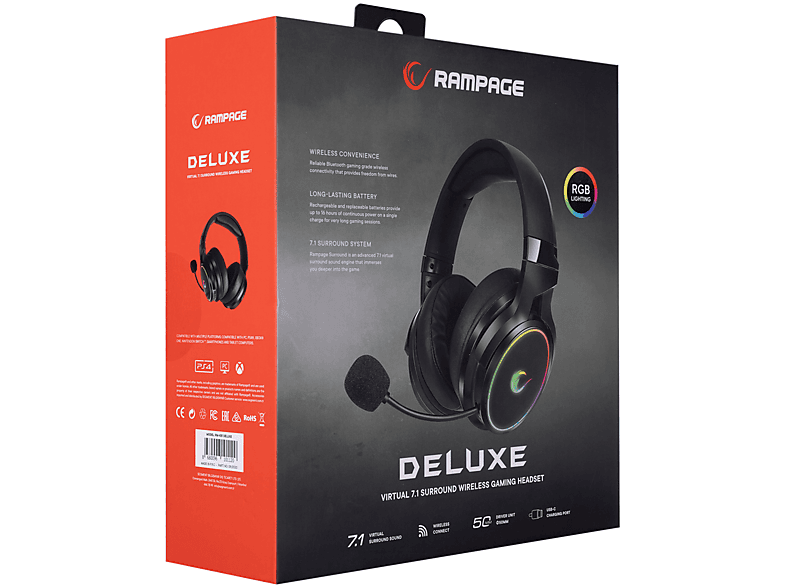 RAMPAGE RM-K81 Deluxe 7.1 Surround Bluetooth RGB Ledli Şarjlı Mikrofonlu Oyuncu Kulak Üstü Kulaklık Siyah_4