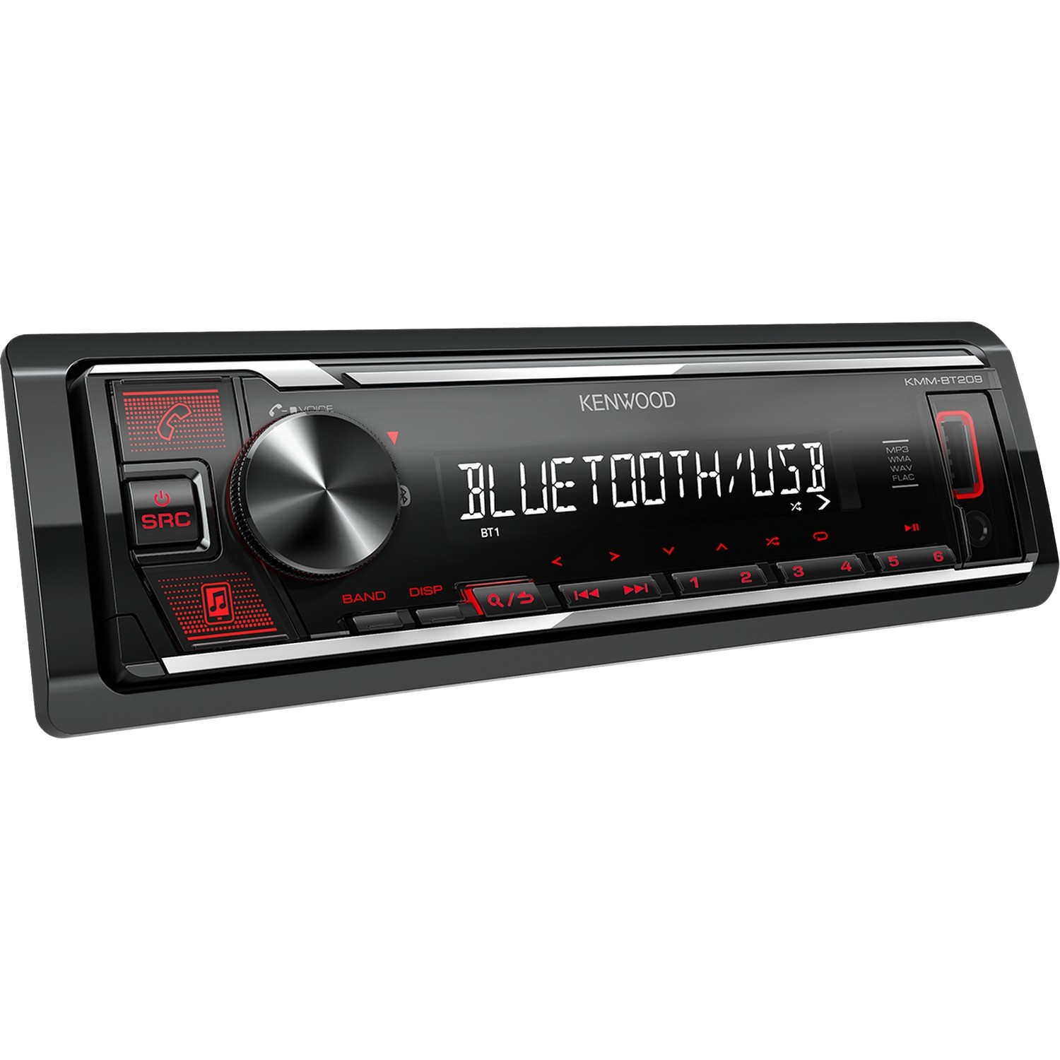 A Kenwood car radio with a screen and buttons.