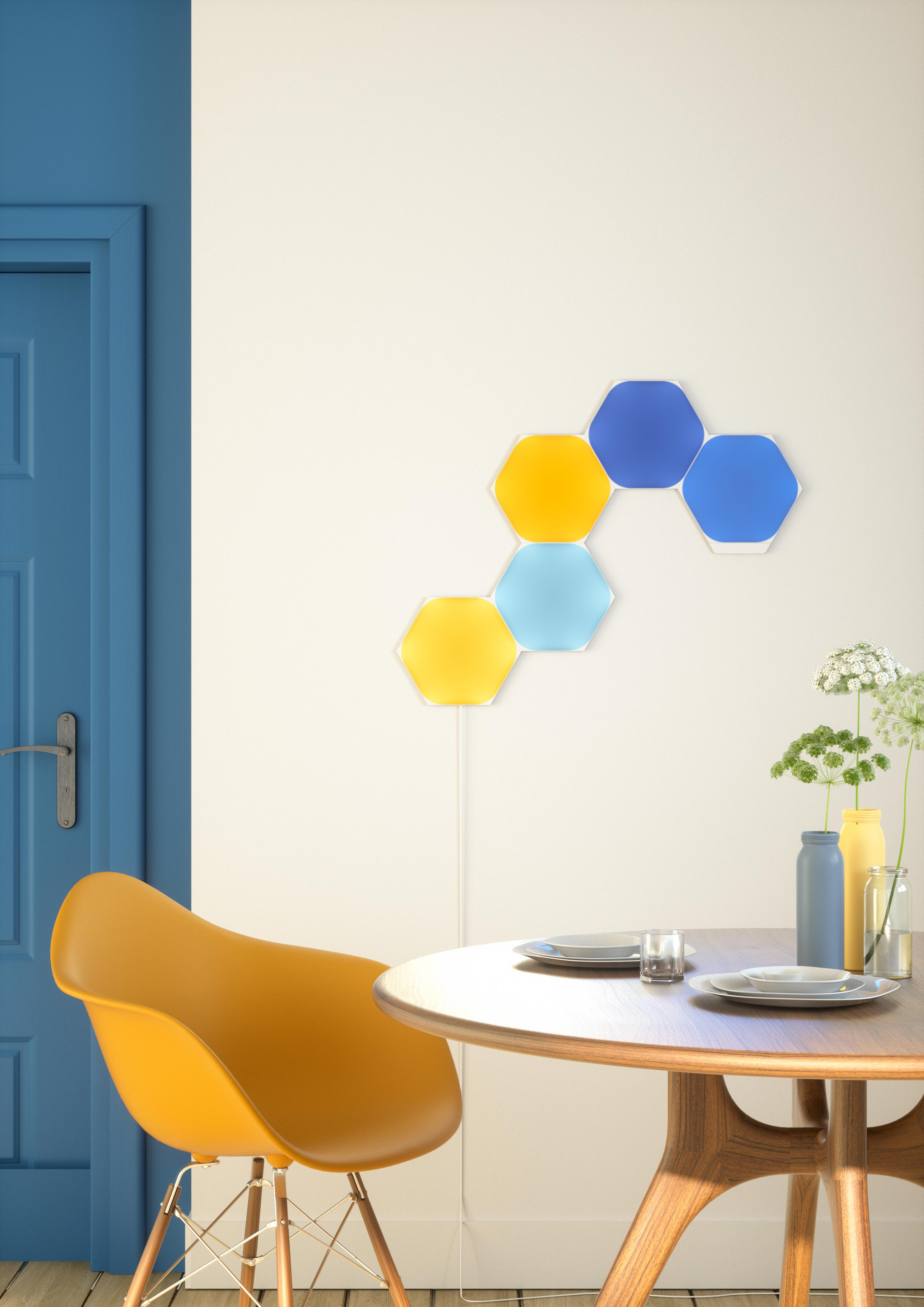 NANOLEAF Shapes Hexagons Starter Kit 5 PK Vernetzte Innenbeleuchtung Über 16 Millionen Farben und Weißlicht