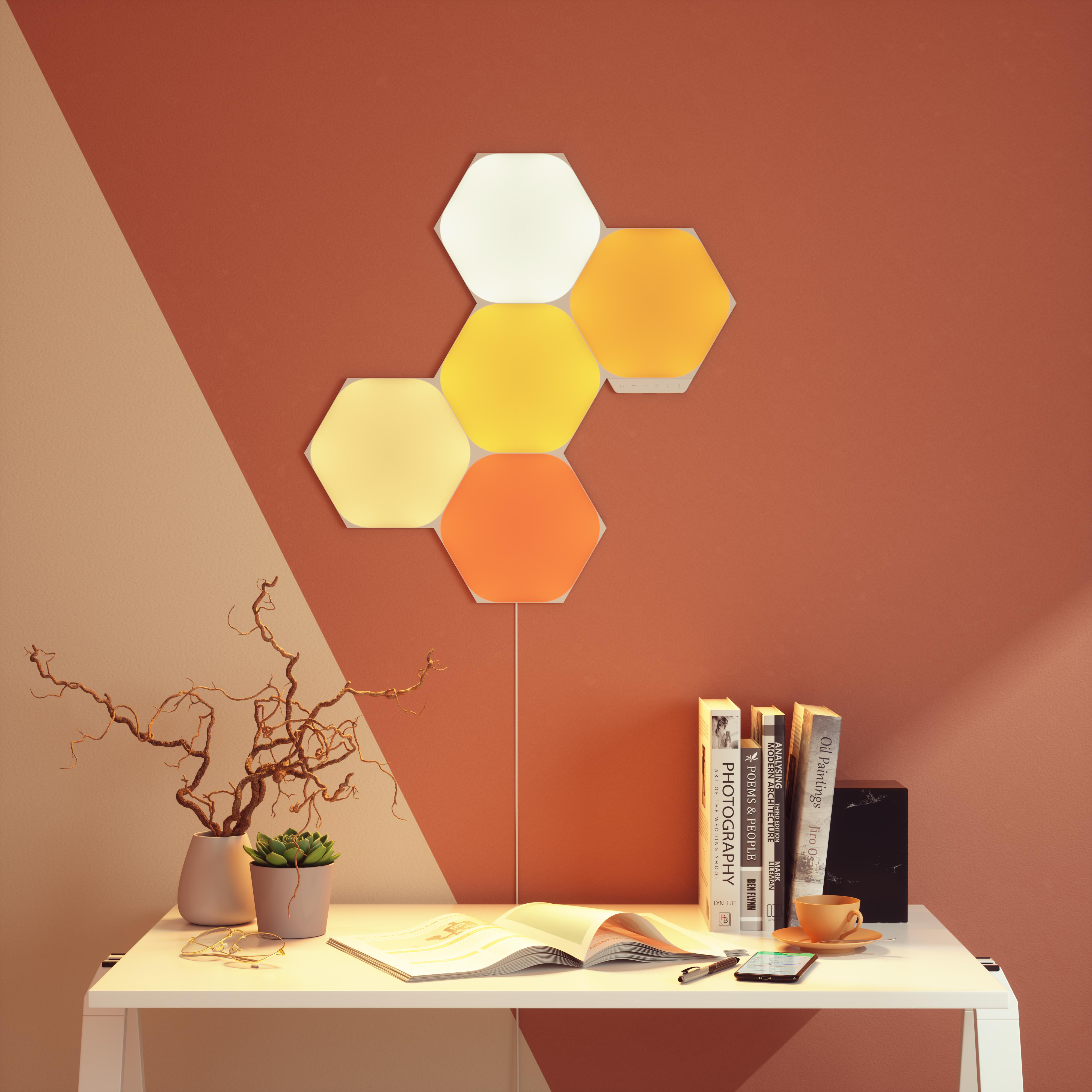 NANOLEAF Shapes Hexagons Starter Kit 5 PK Vernetzte Innenbeleuchtung Über 16 Millionen Farben und Weißlicht