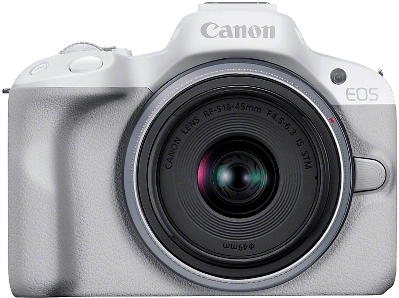Canon EOS R50 Systemkamera Weiß mit Objektiv RF-S 18-45mm f4.5-6.3 IS STM; Systemkamera Set