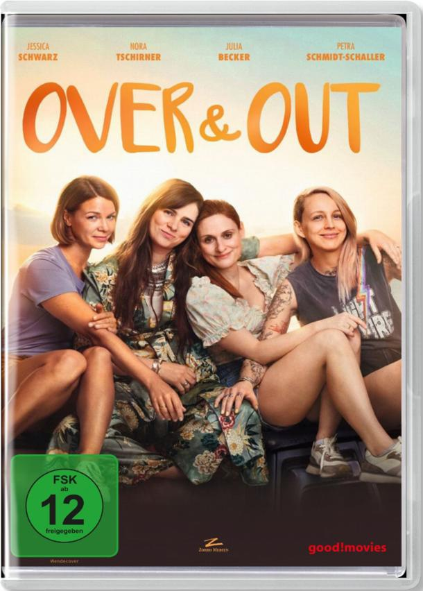 DVD-Cover: Vier Frauen, Text 'OVER & OUT'. Grünes FSK-Logo. Good! Movies Logo.