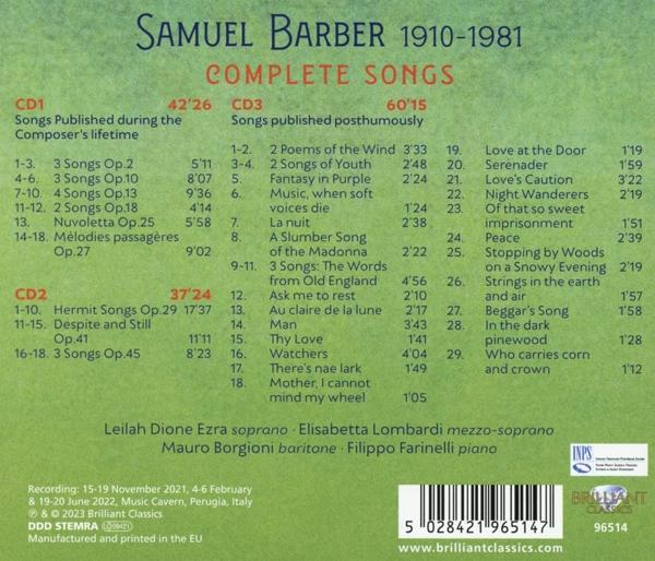 VARIOUS - Barber:Complete Songs  - (CD)
