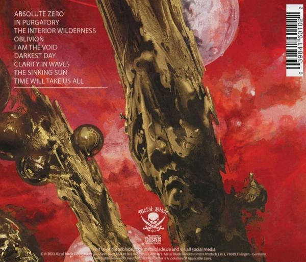 Albumcover: Goldfarbene Kunst, rote Töne, Titel, Auflistung der Songtitel.