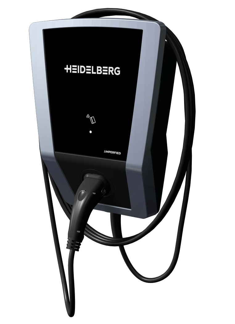 Eine schwarz-graue Ladestation für Elektrofahrzeuge.