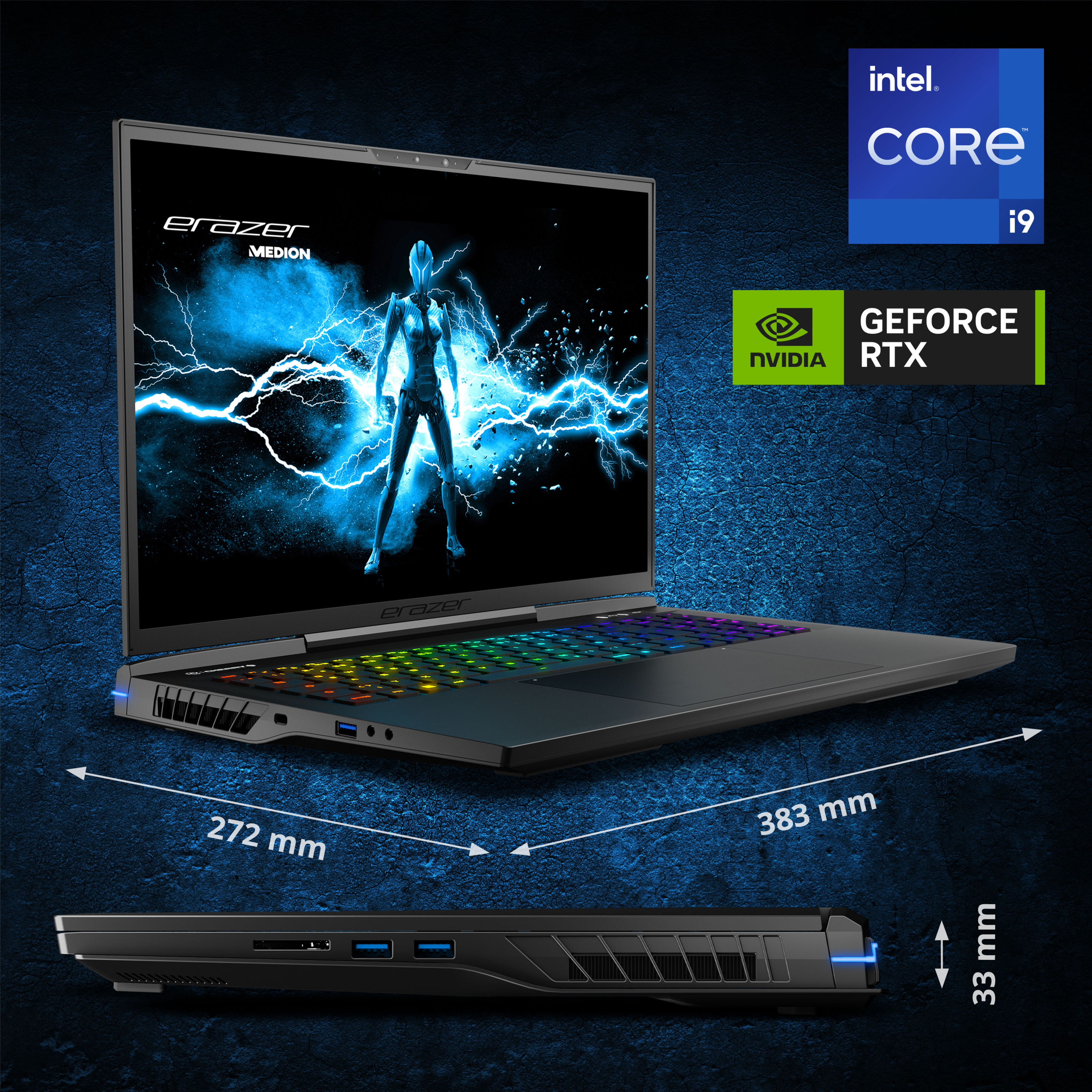 MEDION ERAZER® Beast X40 (MD62507) - 17 Zoll - Intel® Core™ i9 i9-13900HX - 32 GB - 1 TB - NVIDIA GeForce RTX™ 4090 - Windows 11 Home