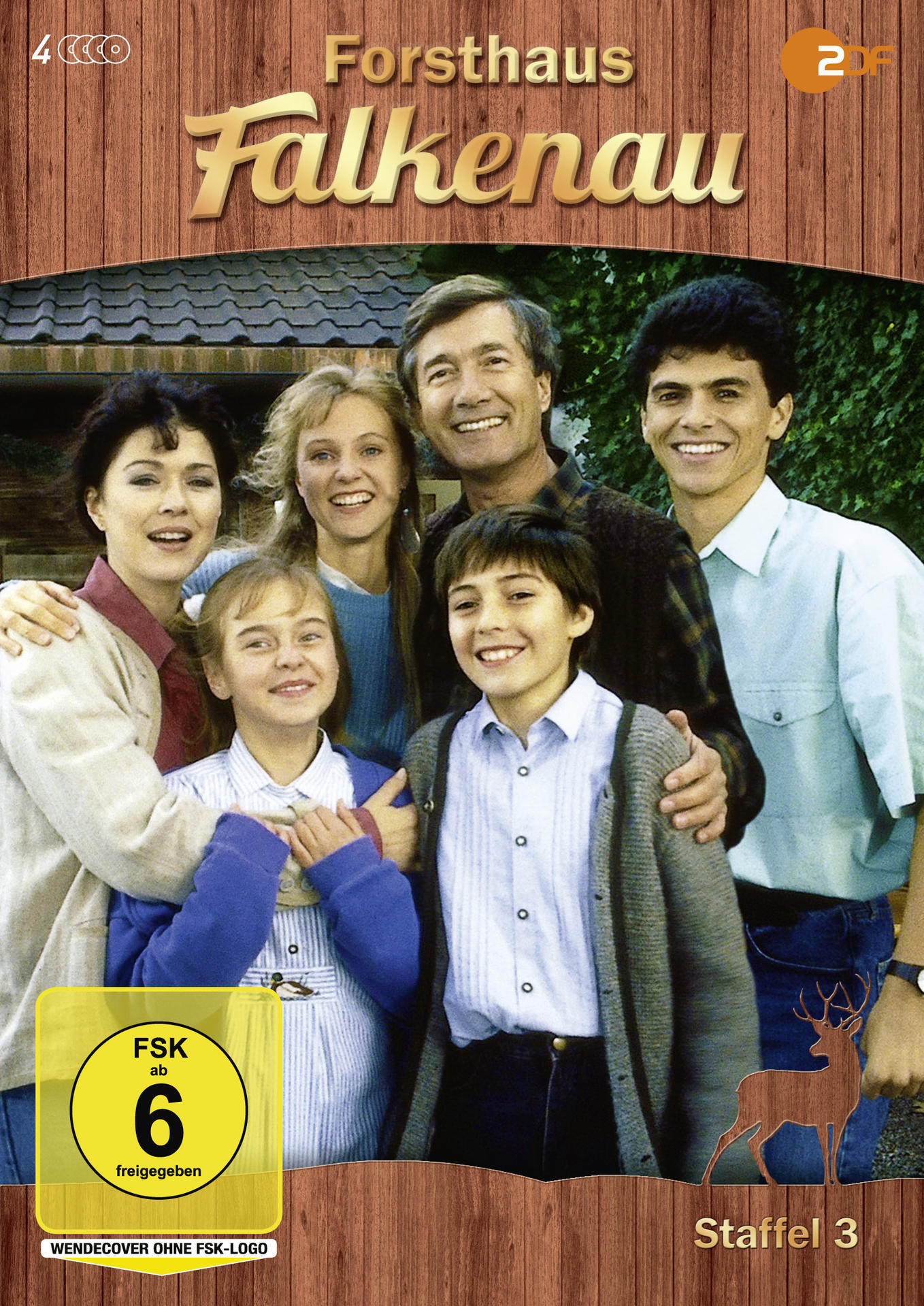 Familienporträt auf einem Titelbild einer Fernsehserie. Titel: Forsthaus Falkenau.