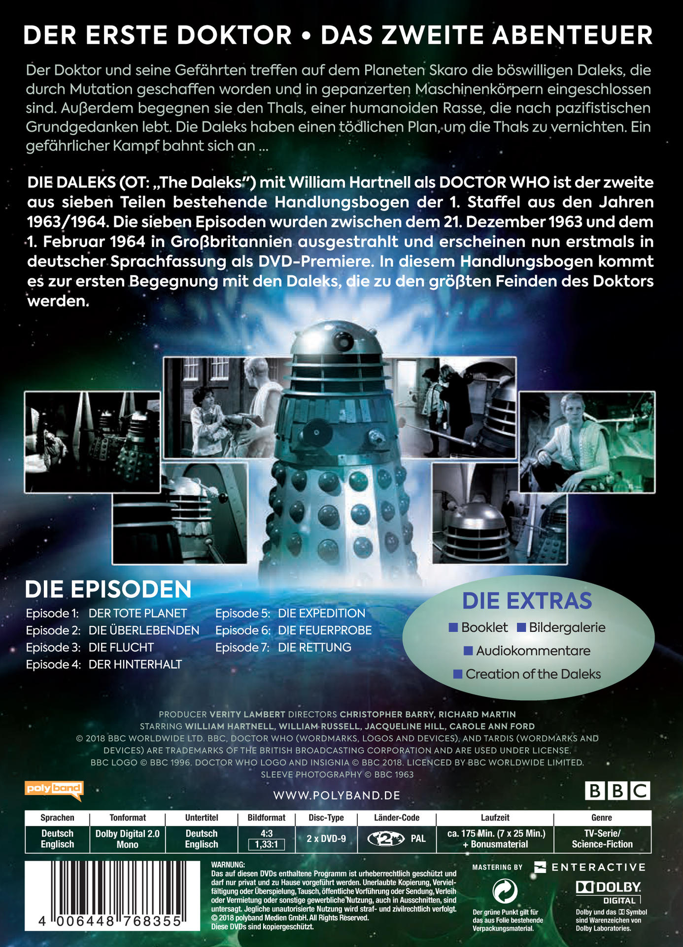DVD-Hülle mit Text und Bildern zur Fernsehsendung Doctor Who.